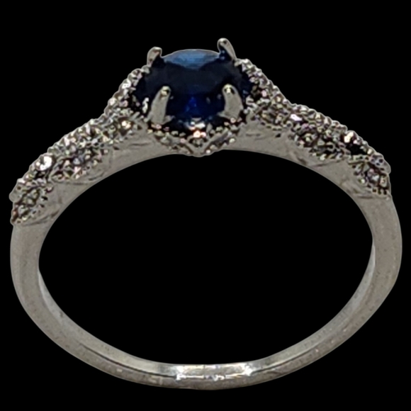 Womens Blue Saphire And White Stone Gemstone Ring - Picture 6 of 10